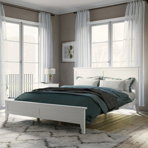 HomeRoots White Wood Queen Bed Frame - Modern Design, Sturdy Support & Timeless Style for Serene Bedrooms 653093