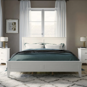 HomeRoots White Wood Queen Bed Frame - Modern Design, Sturdy Support & Timeless Style for Serene Bedrooms 653093