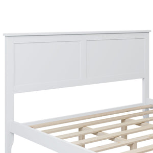 HomeRoots White Wood Queen Bed Frame - Modern Design, Sturdy Support & Timeless Style for Serene Bedrooms 653093