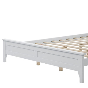 HomeRoots White Wood Queen Bed Frame - Modern Design, Sturdy Support & Timeless Style for Serene Bedrooms 653093