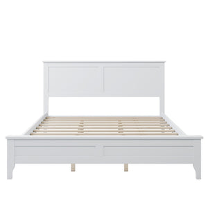 HomeRoots White Wood Queen Bed Frame - Modern Design, Sturdy Support & Timeless Style for Serene Bedrooms 653093
