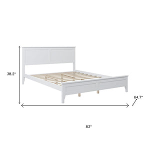 HomeRoots White Wood Queen Bed Frame - Modern Design, Sturdy Support & Timeless Style for Serene Bedrooms 653093