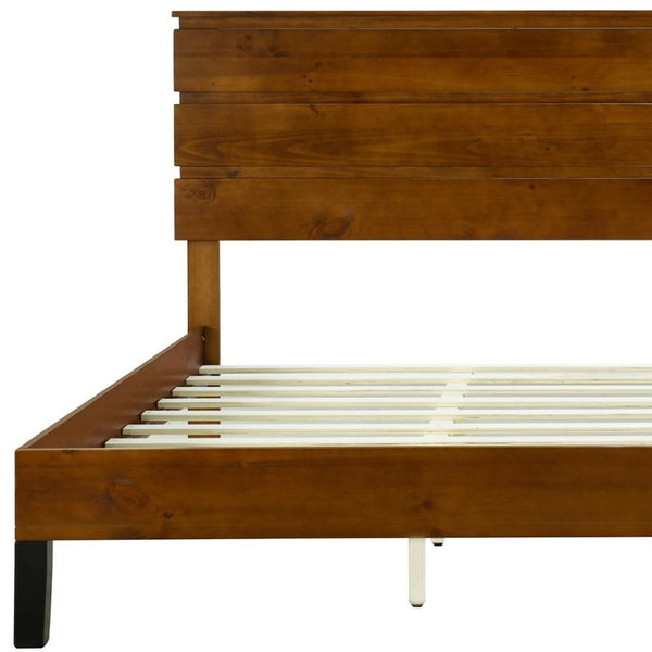 HomeRoots Brown Wood King Bed Frame - Sturdy, Modern Design with Platform Support for Comfort & Style, 800 lbs Capacity 653095