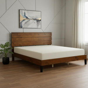 HomeRoots Brown Wood King Bed Frame - Sturdy, Modern Design with Platform Support for Comfort & Style, 800 lbs Capacity 653095