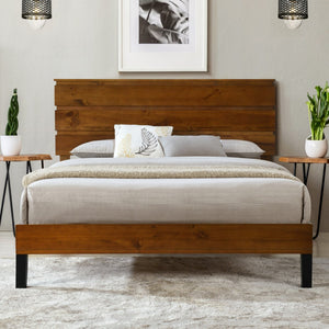 HomeRoots Brown Wood King Bed Frame - Sturdy, Modern Design with Platform Support for Comfort & Style, 800 lbs Capacity 653095