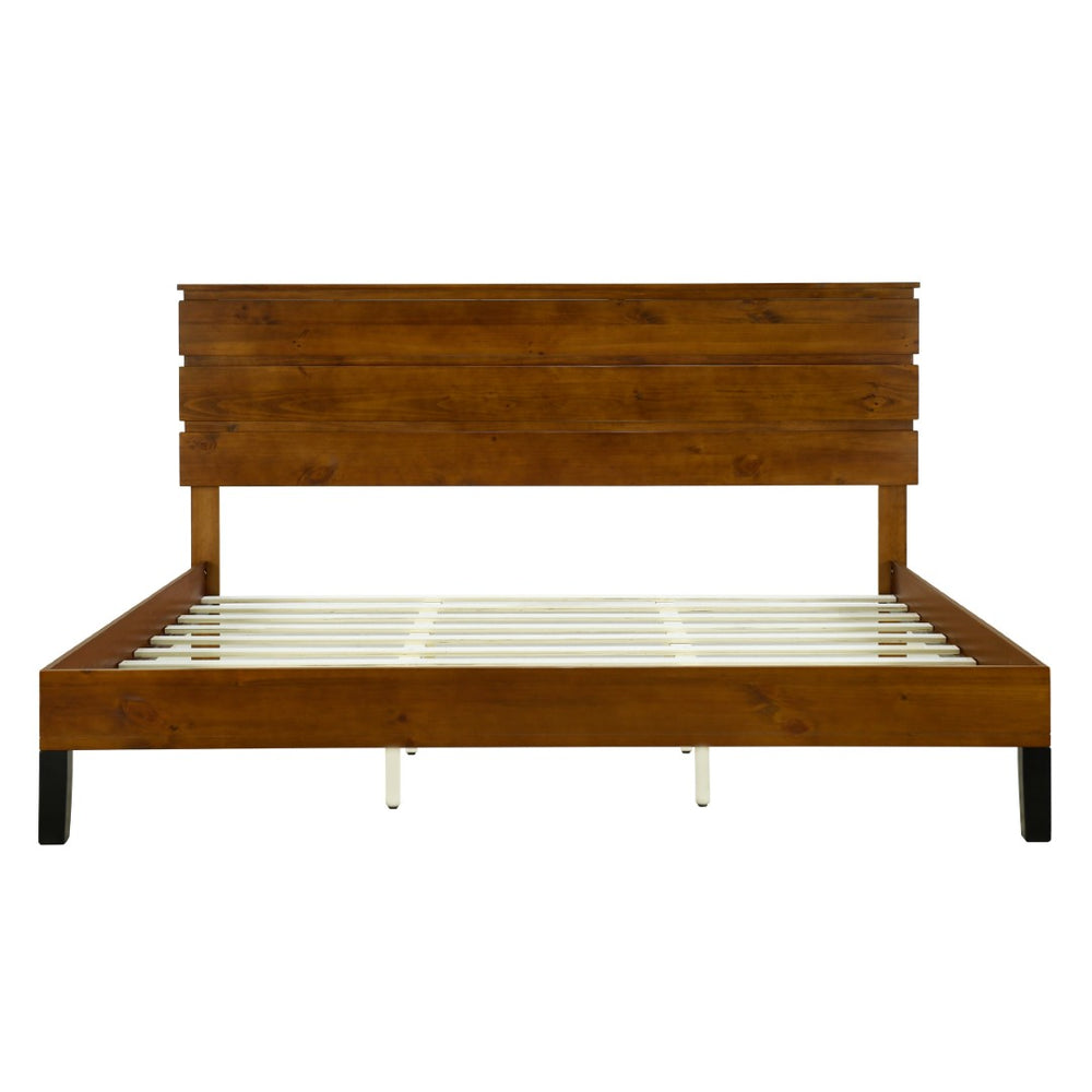 HomeRoots Brown Wood King Bed Frame - Sturdy, Modern Design with Platform Support for Comfort & Style, 800 lbs Capacity 653095