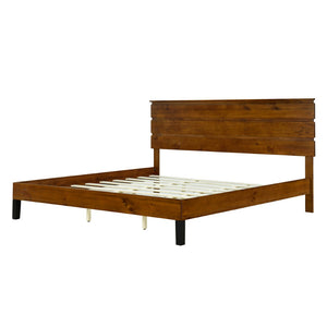 HomeRoots Brown Wood King Bed Frame - Sturdy, Modern Design with Platform Support for Comfort & Style, 800 lbs Capacity 653095