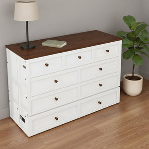 HomeRoots White Wood Queen Murphy Bed with USB Charging, Storage Drawer & Stylish Space-Saving Design 653097