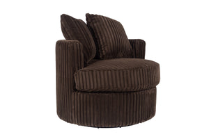 English Elm Comfortable Plush Fur-Like Corduroy Swivel Chair with Rounded Base, Removable Cushion & Pillows for Living Room Comfort Chocolate 34 L x 28 W x 35 H B011P369867