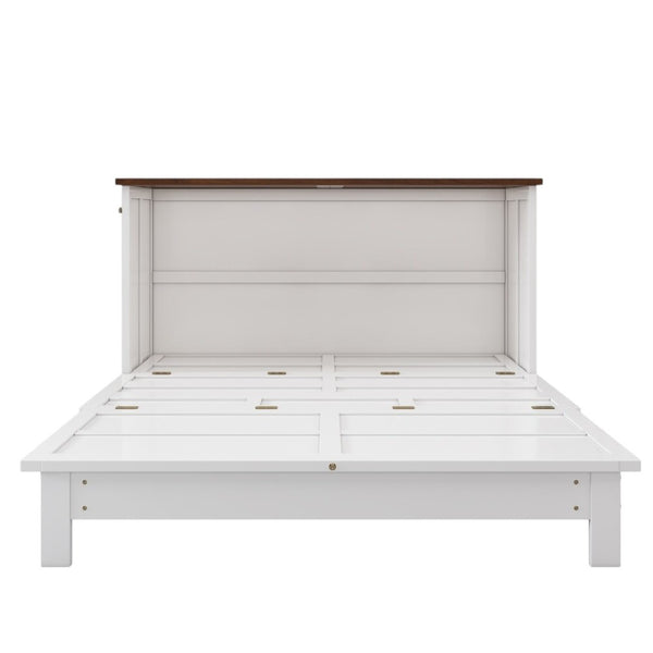 HomeRoots White Wood Full Murphy Bed with Built-In USB, Storage Drawer & Space-Saving Design for Small Rooms 653100
