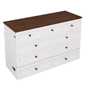 HomeRoots White Wood Full Murphy Bed with Built-In USB, Storage Drawer & Space-Saving Design for Small Rooms 653100