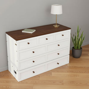 HomeRoots White Wood Full Murphy Bed with Built-In USB, Storage Drawer & Space-Saving Design for Small Rooms 653100