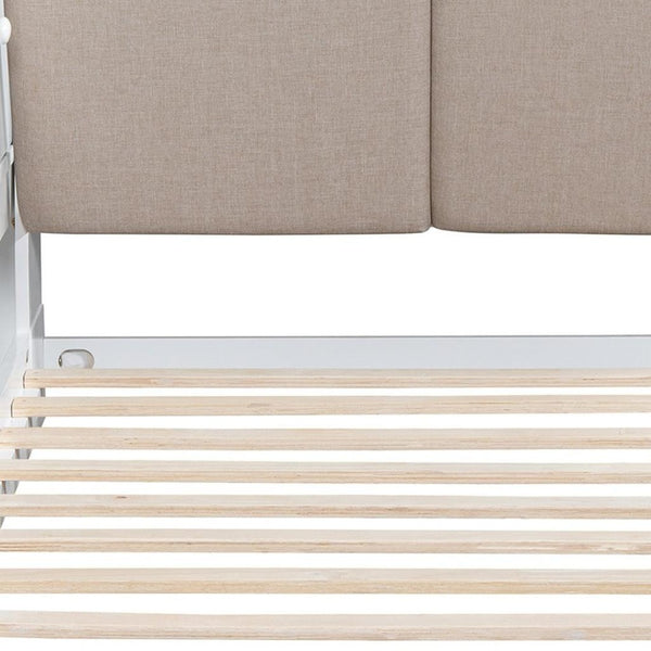 HomeRoots White Tufted Linen Twin Day Bed with USB Port - Stylish, Versatile Seating & Sleeping Solution! 653101