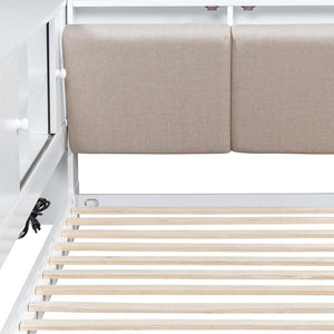HomeRoots White Tufted Linen Twin Day Bed with USB Port - Stylish, Versatile Seating & Sleeping Solution! 653101