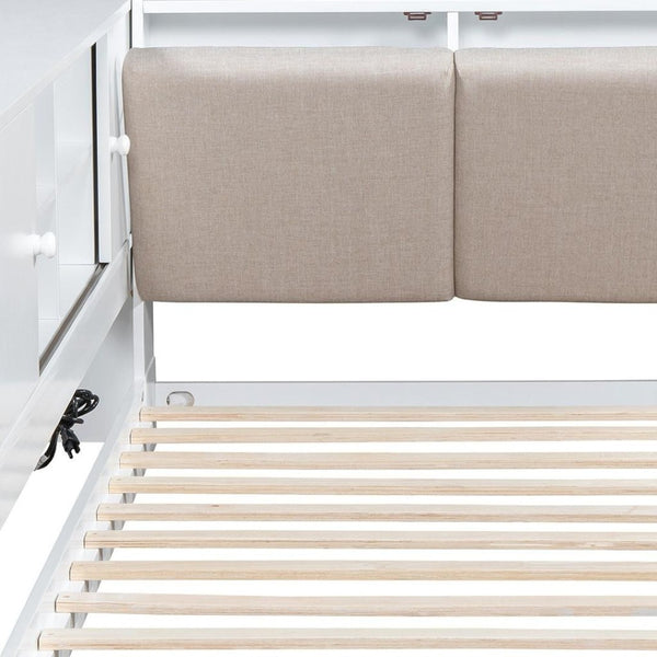 HomeRoots White Tufted Linen Twin Day Bed with USB Port - Stylish, Versatile Seating & Sleeping Solution! 653101