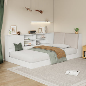 HomeRoots White Tufted Linen Twin Day Bed with USB Port - Stylish, Versatile Seating & Sleeping Solution! 653101