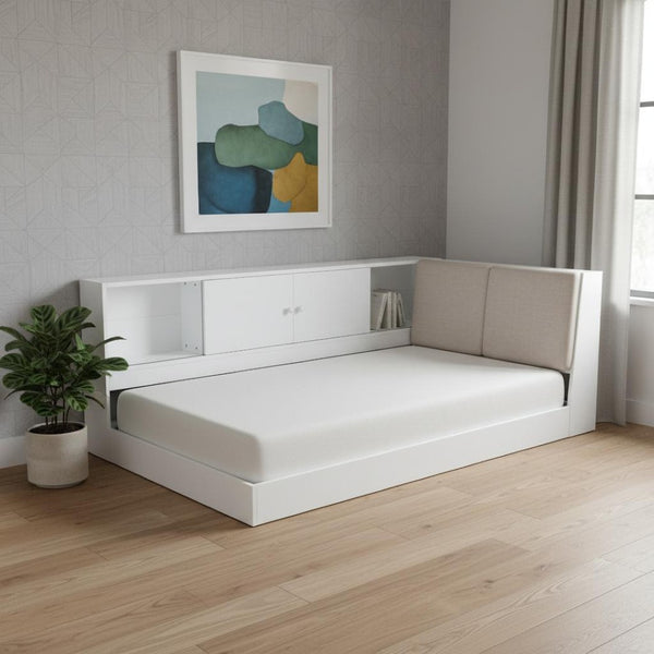 HomeRoots White Tufted Linen Twin Day Bed with USB Port - Stylish, Versatile Seating & Sleeping Solution! 653101