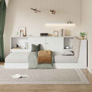 HomeRoots White Tufted Linen Twin Day Bed with USB Port - Stylish, Versatile Seating & Sleeping Solution! 653101