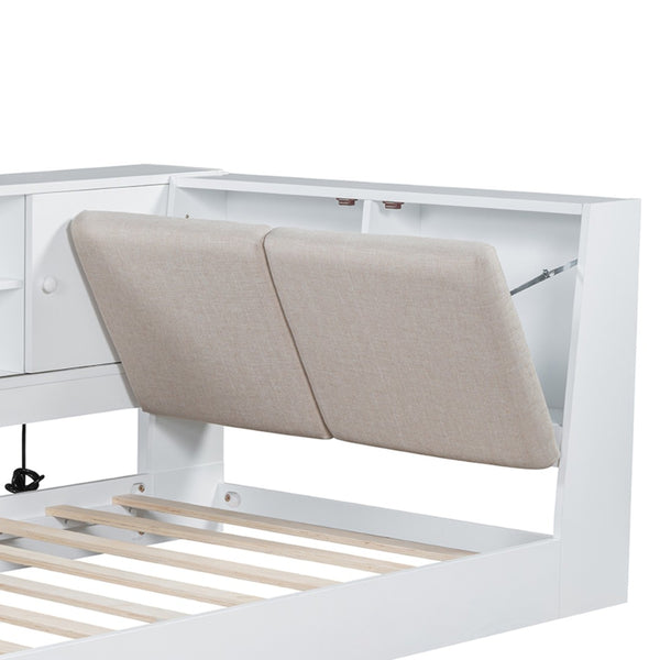 HomeRoots White Tufted Linen Twin Day Bed with USB Port - Stylish, Versatile Seating & Sleeping Solution! 653101