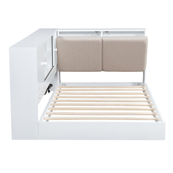HomeRoots White Tufted Linen Twin Day Bed with USB Port - Stylish, Versatile Seating & Sleeping Solution! 653101
