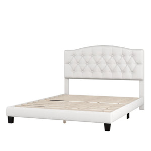 HomeRoots Black Upholstered Queen Bed Frame with Tufted Fabric & Elegant Wood Accents for Modern Bedrooms 653102