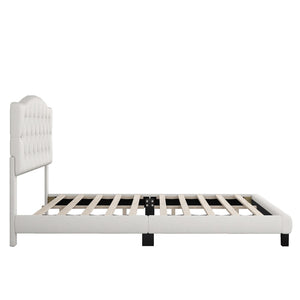 HomeRoots Black Upholstered Queen Bed Frame with Tufted Fabric & Elegant Wood Accents for Modern Bedrooms 653102