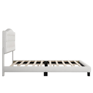 HomeRoots Beige Tufted King Bed Frame - Elegant Upholstered Design with Diamond Stitching & Durable Support 653103