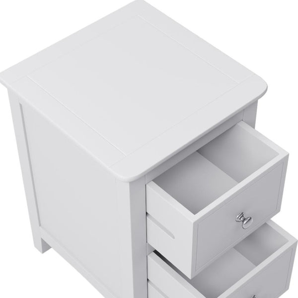 HomeRoots 22" White Wood Square Nightstand with Two Drawers - Stylish, Compact Storage for Every Bedroom Decor 653106