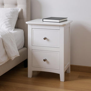 HomeRoots 22" White Wood Square Nightstand with Two Drawers - Stylish, Compact Storage for Every Bedroom Decor 653106
