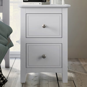 HomeRoots 22" White Wood Square Nightstand with Two Drawers - Stylish, Compact Storage for Every Bedroom Decor 653106