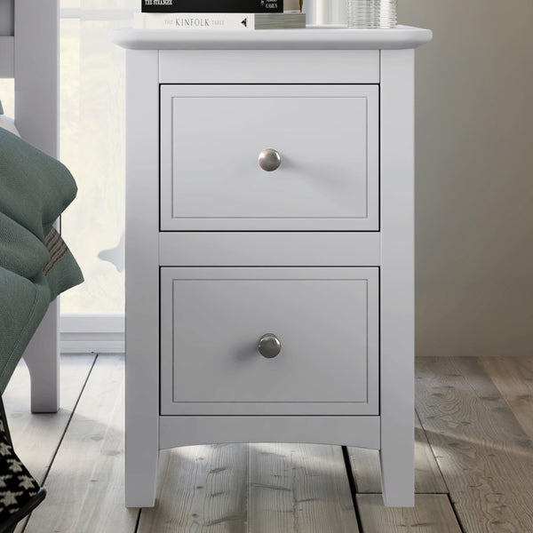 HomeRoots 22" White Wood Square Nightstand with Two Drawers - Stylish, Compact Storage for Every Bedroom Decor 653106
