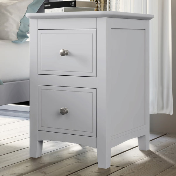 HomeRoots 22" White Wood Square Nightstand with Two Drawers - Stylish, Compact Storage for Every Bedroom Decor 653106