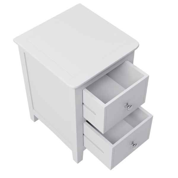 HomeRoots 22" White Wood Square Nightstand with Two Drawers - Stylish, Compact Storage for Every Bedroom Decor 653106