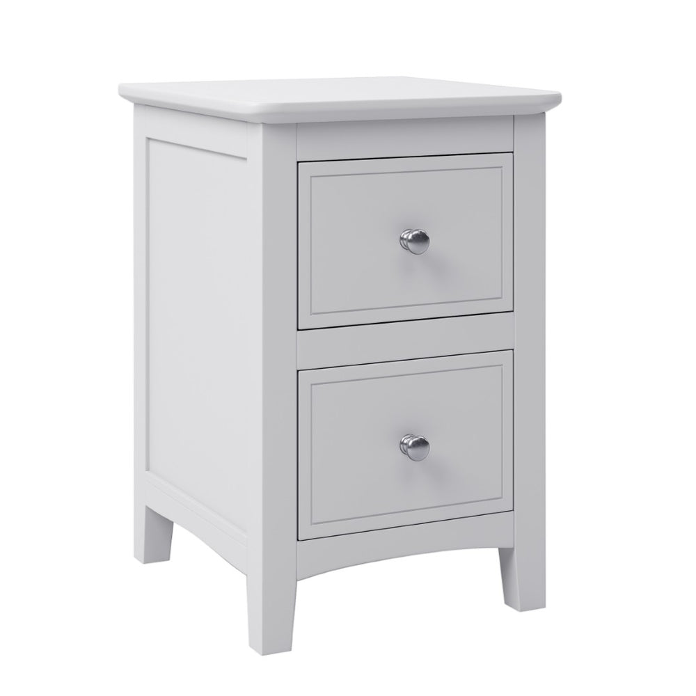 HomeRoots 22" White Wood Square Nightstand with Two Drawers - Stylish, Compact Storage for Every Bedroom Decor 653106