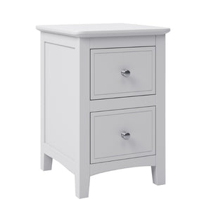 HomeRoots 22" White Wood Square Nightstand with Two Drawers - Stylish, Compact Storage for Every Bedroom Decor 653106