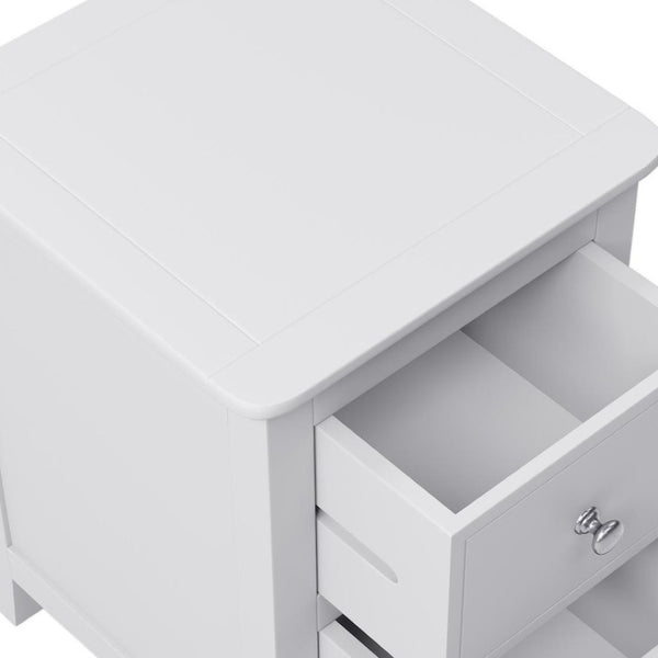 HomeRoots 22" White Wood Square Nightstand with Two Drawers - Stylish, Compact Storage for Every Bedroom Decor 653106