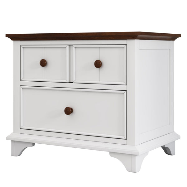 HomeRoots 28" White and Walnut Brown Two-Drawer Nightstand – Stylish Farmhouse Design with Practical Storage Solutions 653107