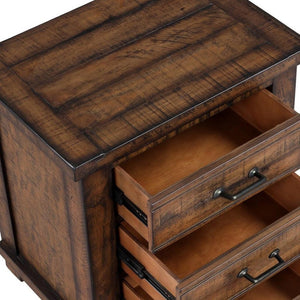 HomeRoots 26" Rustic Walnut Three-Drawer Nightstand with Vintage Black Pulls - Stylish Storage Solution for Any Room 653108