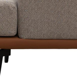 HomeRoots 29" Chic Beige Terra Cotta & Black Linen Upholstered Barrel Chair for Modern Living Spaces & Comfort 653113