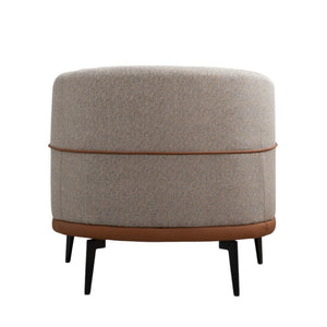 HomeRoots 29" Chic Beige Terra Cotta & Black Linen Upholstered Barrel Chair for Modern Living Spaces & Comfort 653113