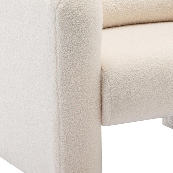 HomeRoots 31" Cream Boucle Arm Chair – Cozy, Stylish Seating with Supportive Pillow for Modern Living Spaces 653114