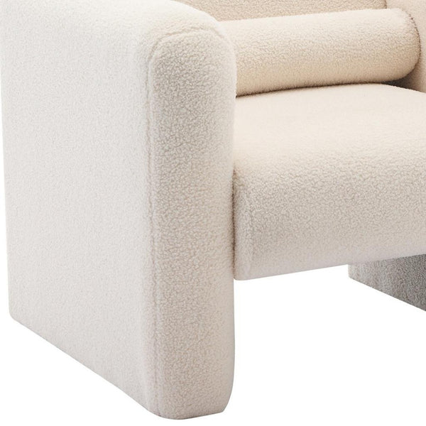 HomeRoots 31" Cream Boucle Arm Chair – Cozy, Stylish Seating with Supportive Pillow for Modern Living Spaces 653114