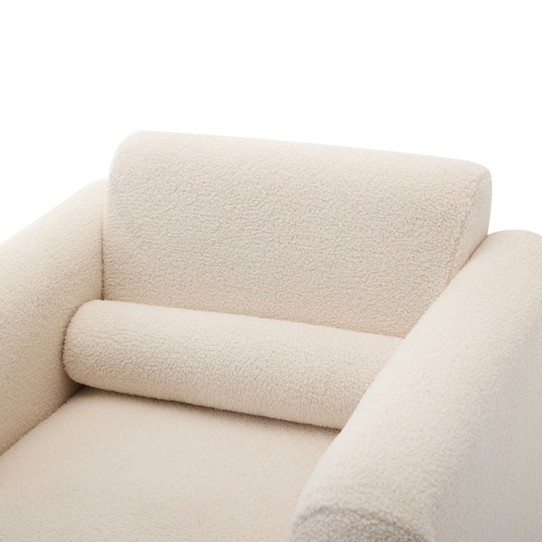HomeRoots 31" Cream Boucle Arm Chair – Cozy, Stylish Seating with Supportive Pillow for Modern Living Spaces 653114