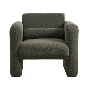 HomeRoots 31" Olive Green Boucle Upholstered Arm Chair with Cozy Pillow – Stylish Accent for Any Space 653115