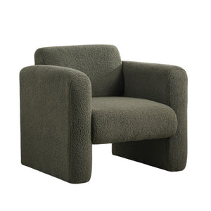 HomeRoots 31" Olive Green Boucle Upholstered Arm Chair with Cozy Pillow – Stylish Accent for Any Space 653115
