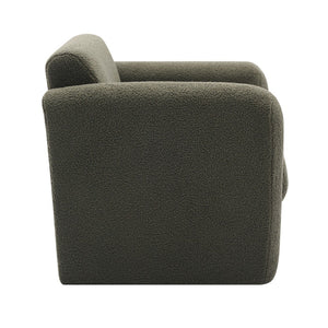 HomeRoots 31" Olive Green Boucle Upholstered Arm Chair with Cozy Pillow – Stylish Accent for Any Space 653115