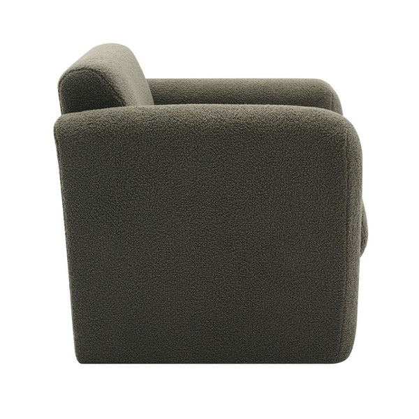 HomeRoots 31" Olive Green Boucle Upholstered Arm Chair with Cozy Pillow – Stylish Accent for Any Space 653115