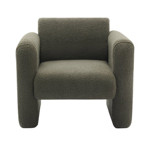 HomeRoots 31" Olive Green Boucle Upholstered Arm Chair with Cozy Pillow – Stylish Accent for Any Space 653115
