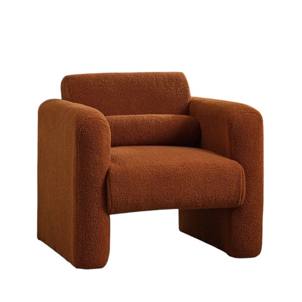HomeRoots 31" Burnt Orange Boucle Arm Chair with Lumbar Pillow - Modern Accent for Living Room Comfort & Style 653116