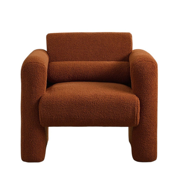HomeRoots 31" Burnt Orange Boucle Arm Chair with Lumbar Pillow - Modern Accent for Living Room Comfort & Style 653116